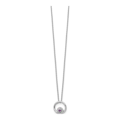 Sterling Silver 1/20 ct tw Amethyst & Diamond Necklace – view 3