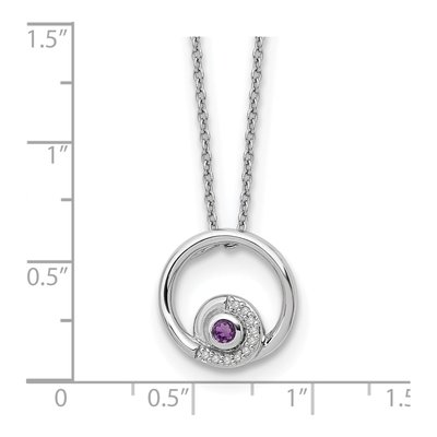 Sterling Silver 1/20 ct tw Amethyst & Diamond Necklace – view 5