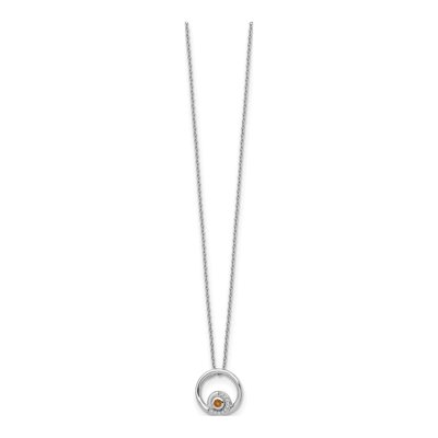 Sterling Silver 1/20 ct tw Citrine & Diamond RH 05ct Neck Necklace – view 3