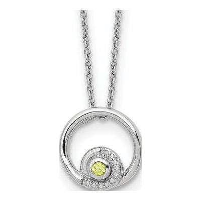 Sterling Silver 1/20 ct tw Peridot & Diamond Plus Necklace