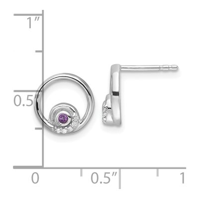 Sterling Silver 1.6mm Amethyst & Diamond Stud Earrings – view 5