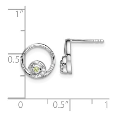 Sterling Silver 1.6mm Peridot & Diamond Stud Earrings – view 5