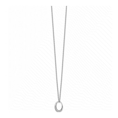 Sterling Silver 1/20 ct tw Diamond Open Oval Pendant Necklace – view 3