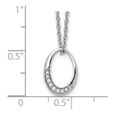 Sterling Silver 1/20 ct tw Diamond Open Oval Pendant Necklace – view 4