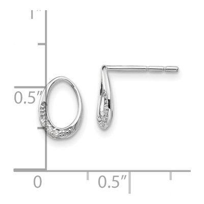 Sterling Silver Diamond Open Oval Dangle Earrings – view 5