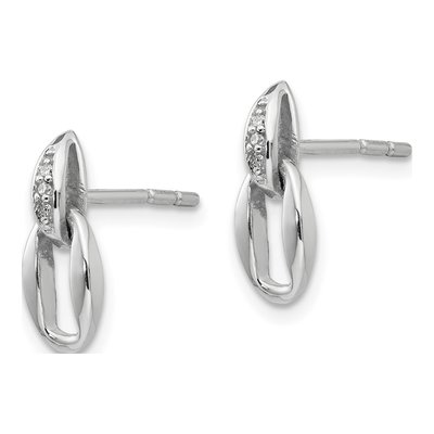 Sterling Silver Diamond Open Oval Dangle Earrings – view 3