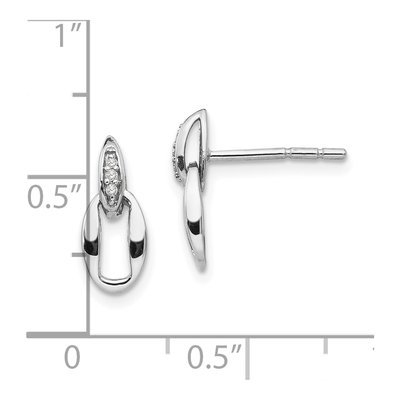Sterling Silver Diamond Open Oval Dangle Earrings – view 5