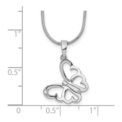Sterling Silver Diamond Butterfly Necklace – view 4
