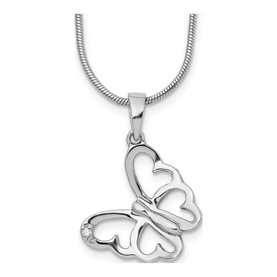 Sterling Silver Diamond Butterfly Necklace