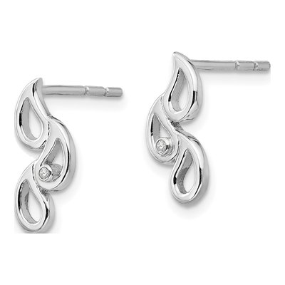 Sterling Silver Diamond Raindrop Dangle Earrings – view 3