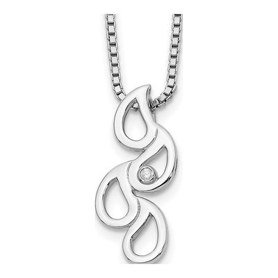 Sterling Silver Diamond Raindrop Slide Necklace