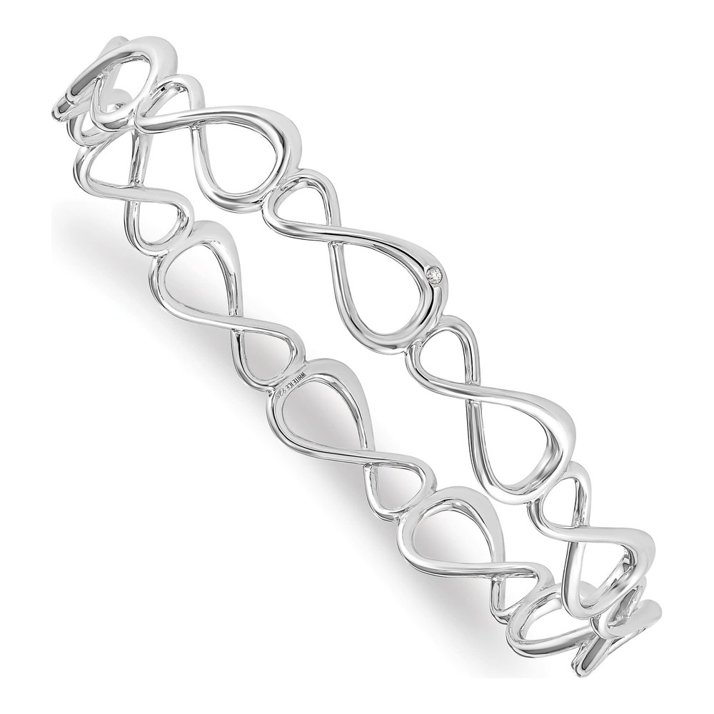 Sterling Silver Diamond Infinity Bangle Bracelet