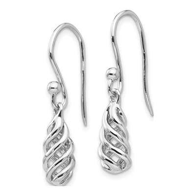 Sterling Silver Diamond Spiral Dangle Earrings – view 3