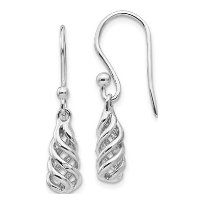 Sterling Silver Diamond Spiral Dangle Earrings