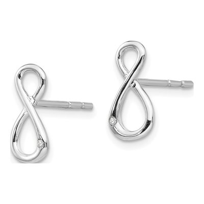 Sterling Silver 1mm Round Diamond Infinity Symbol Stud Earrings – view 3