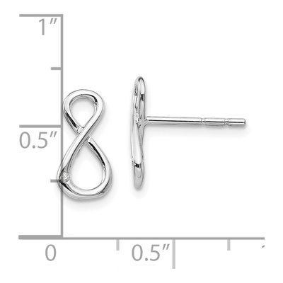 Sterling Silver 1mm Round Diamond Infinity Symbol Stud Earrings – view 5