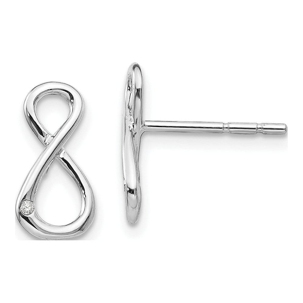 Sterling Silver 1mm Round Diamond Infinity Symbol Stud Earrings