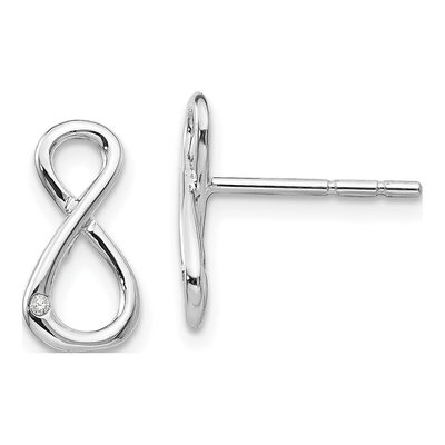 Sterling Silver 1mm Round Diamond Infinity Symbol Stud Earrings