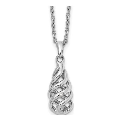 Sterling Silver Diamond Spiral Necklace