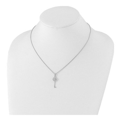 Sterling Silver Diamond Flower Key Necklace – view 5
