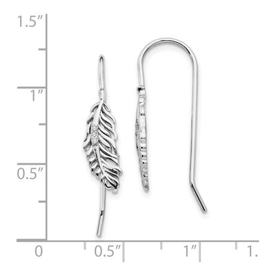 Sterling Silver Diamond Feather Dangle Earrings – view 5
