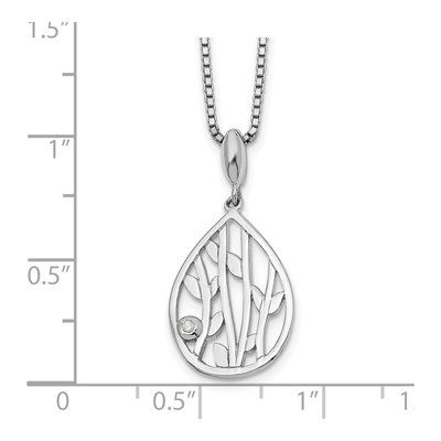 Sterling Silver Diamond Leaf Necklace – view 4