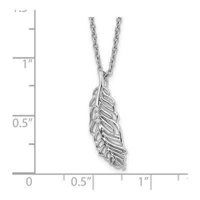 Sterling Silver Diamond Feather Necklace – view 4
