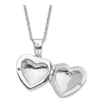 Sterling Silver Diamond Heart Locket Pendant Necklace – view 4