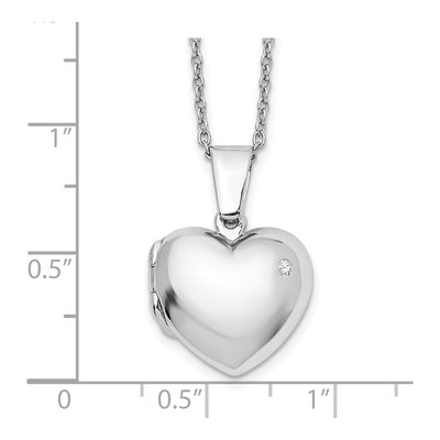 Sterling Silver Diamond Heart Locket Pendant Necklace – view 6