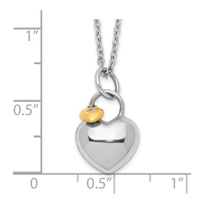 Sterling Silver Diamond Double Heart Pendant Necklace – view 5