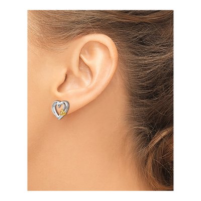 Sterling Silver 1.3mm Round Diamond Heart Stud Earrings – view 4