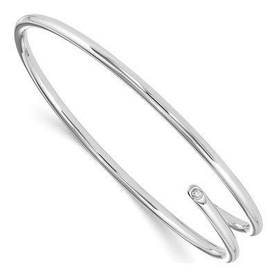 Sterling Silver 1/20 ct tw Diamond Bangle Bracelet – view 3