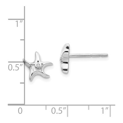 Sterling Silver 1mm Round Diamond Starfish Stud Earrings – view 5