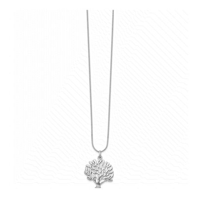 Sterling Silver Diamond Tree Pendant Necklace – view 3
