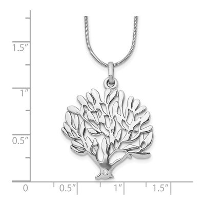 Sterling Silver Diamond Tree Pendant Necklace – view 4