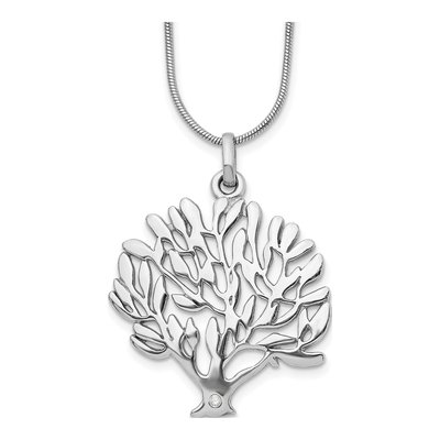 Sterling Silver Diamond Tree Pendant Necklace