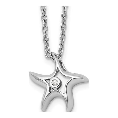 Sterling Silver Diamond Starfish Necklace
