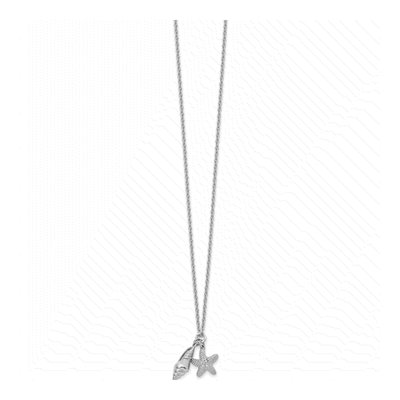 Sterling Silver Diamond Shell Starfish Necklace – view 3