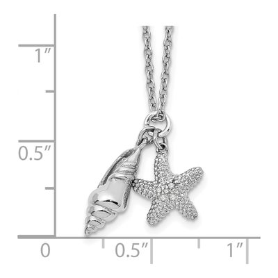 Sterling Silver Diamond Shell Starfish Necklace – view 4