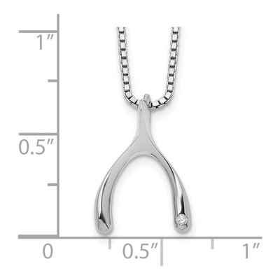 Sterling Silver Diamond Wishbone Necklace – view 4