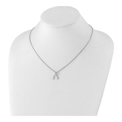 Sterling Silver Diamond Wishbone Necklace – view 5