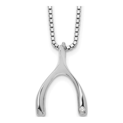 Sterling Silver Diamond Wishbone Necklace