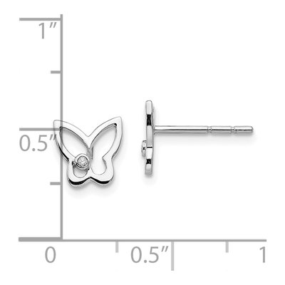 Sterling Silver 1mm Round Diamond Butterfly Stud Earrings – view 5