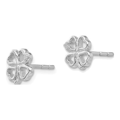 Sterling Silver 1mm Round Diamond Clover Stud Earrings – view 3