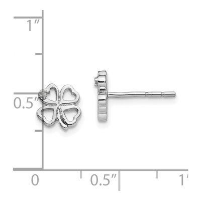 Sterling Silver 1mm Round Diamond Clover Stud Earrings – view 5