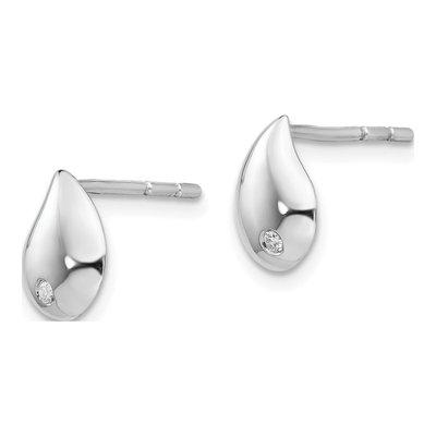 Sterling Silver 1.3mm Round Diamond Teardrop Stud Earrings – view 3