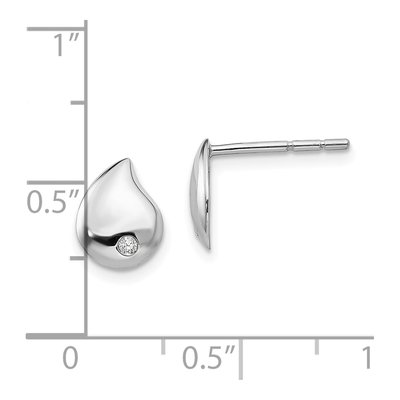 Sterling Silver 1.3mm Round Diamond Teardrop Stud Earrings – view 5