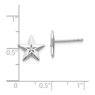 Sterling Silver 1.3mm Round Diamond Star Stud Earrings – view 5