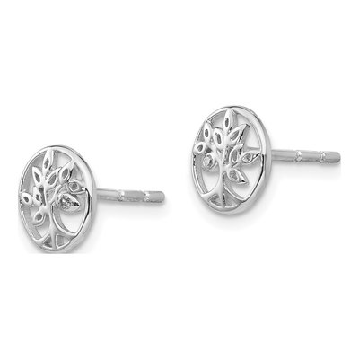 Sterling Silver 1mm Round Diamond Tree Stud Earrings – view 3