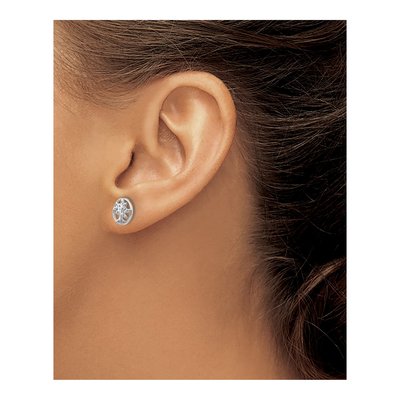 Sterling Silver 1mm Round Diamond Tree Stud Earrings – view 4